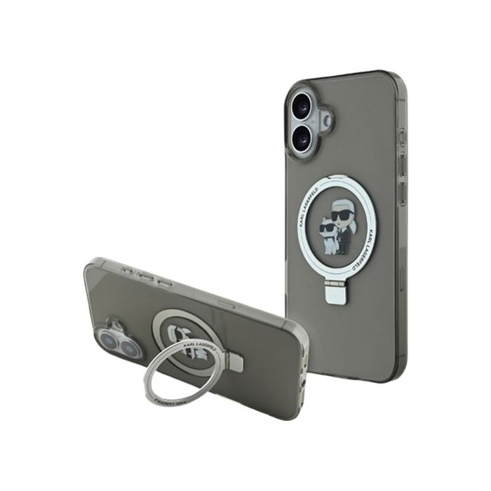 Karl Lagerfeld Ringstand Karl and Choupette MagSafe Apple iPhone 16 KLHMP16SHMRSKCK Black
