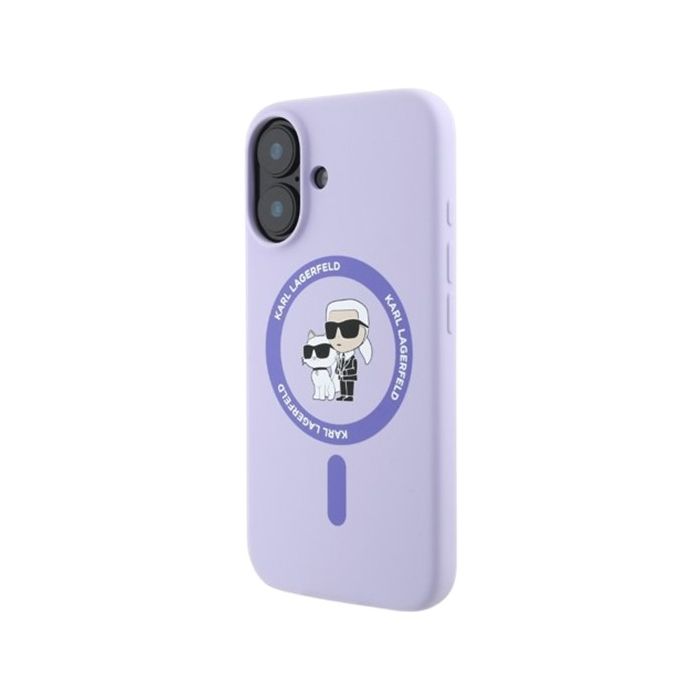 Karl Lagerfeld Liquid Silicone Karl and Choupette MagSafe Apple iPhone 16 KLHMP16SSCMKCRHU Purple