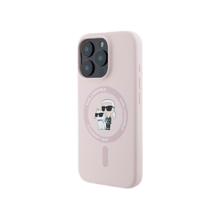 Karl Lagerfeld Liquid Silicone Karl and Choupette MagSafe Apple iPhone 16 Pro Max KLHMP16XSCMKCRHP Pink