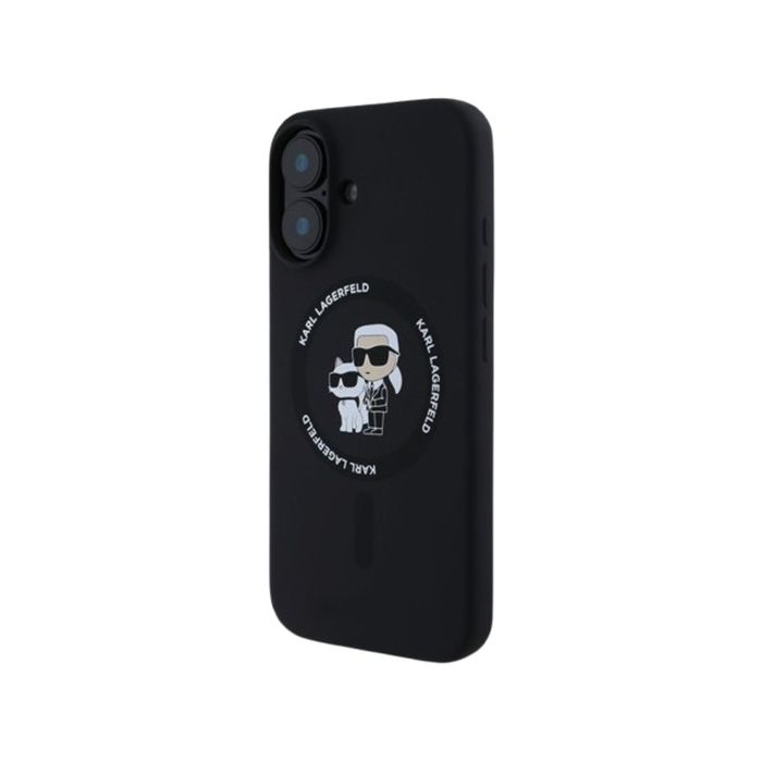Karl Lagerfeld Liquid Silicone Karl and Choupette MagSafe Apple iPhone 16 Plus KLHMP16MSCMKCRHK Black