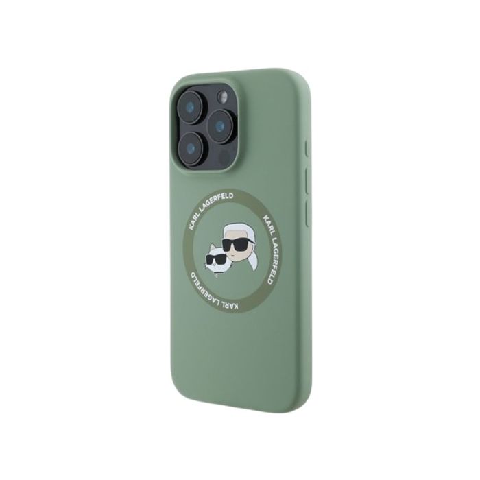 Karl Lagerfeld Liquid Silicone K&CH Heads MagSafe Apple iPhone 16 Pro Max KLHMP16XSKCHTCA Kaki