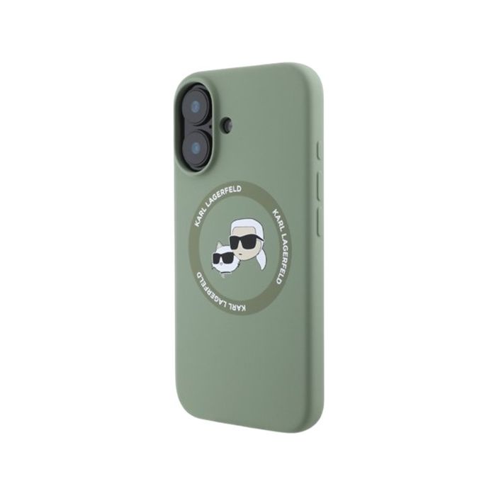 Karl Lagerfeld Liquid Silicone K&CH Heads MagSafe Apple iPhone 16 KLHMP16SSKCHTCA Kaki
