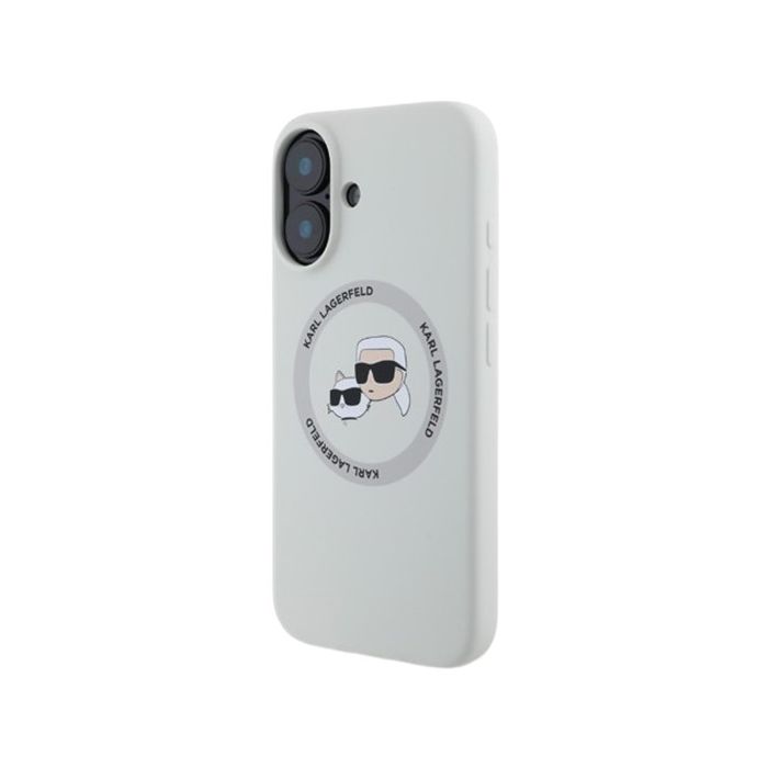 Karl Lagerfeld Liquid Silicone K&CH Heads MagSafe Apple iPhone 16 KLHMP16SSKCHTCE Beige