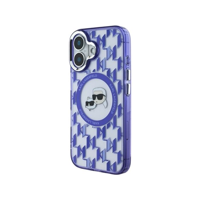 Karl Lagerfeld IML Monogram K&CH Heads MagSafe Apple iPhone 16 KLHMP16SHMCKMHU Purple