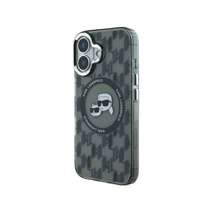 Karl Lagerfeld IML Monogram K&CH Heads MagSafe Apple iPhone 16 KLHMP16SHMCKMHK Black