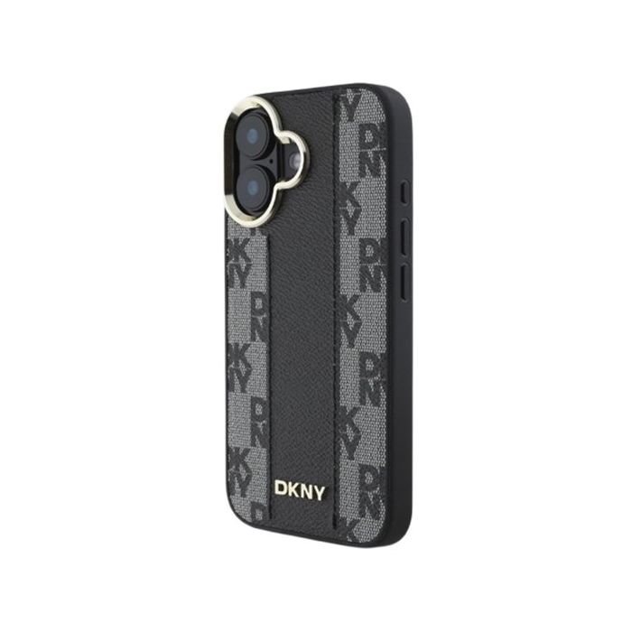 DKNY PU Leather Checkered Pattern Magsafe Apple iPhone 16 DKHMP16SPCPVSLK Black