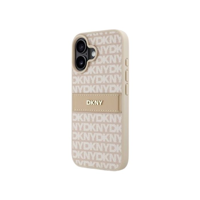 DKNY PU Leather Repeat Pattern Tonal Stripe Apple iPhone 16 DKHCP16SPRTHSLP Pink