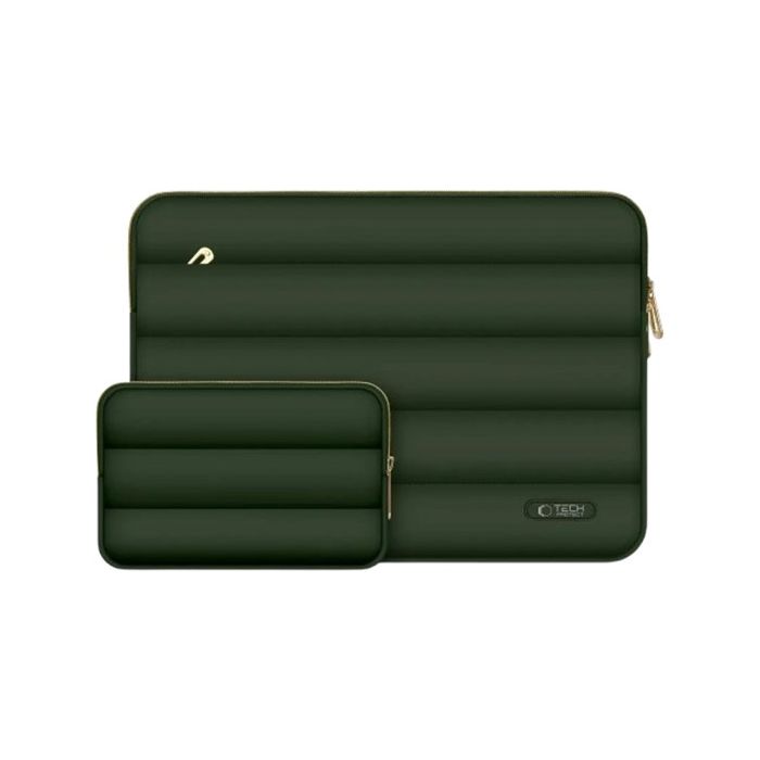 Tech-Protect Puffy Laptop 13-14" case + accessory bag army green