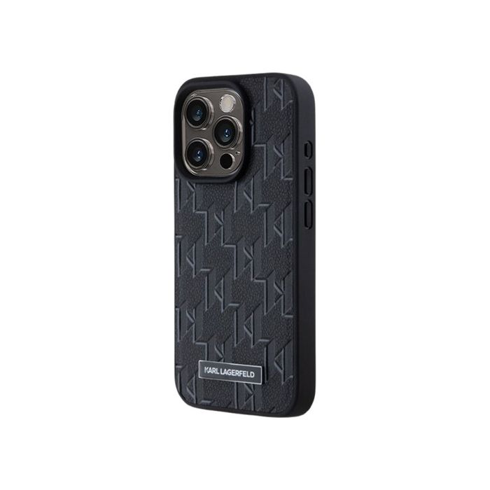 Karl Lagerfeld PU Leather Monogram Metal Logo Magsafe Apple iPhone 14 Pro Max KLHMP14XPKHPORPK Black