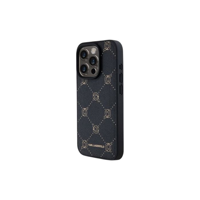 Karl Lagerfeld PU Karl Heads Pattern Magsafe Apple iPhone 15 Pro KLHMP15LPGKHPHK Black