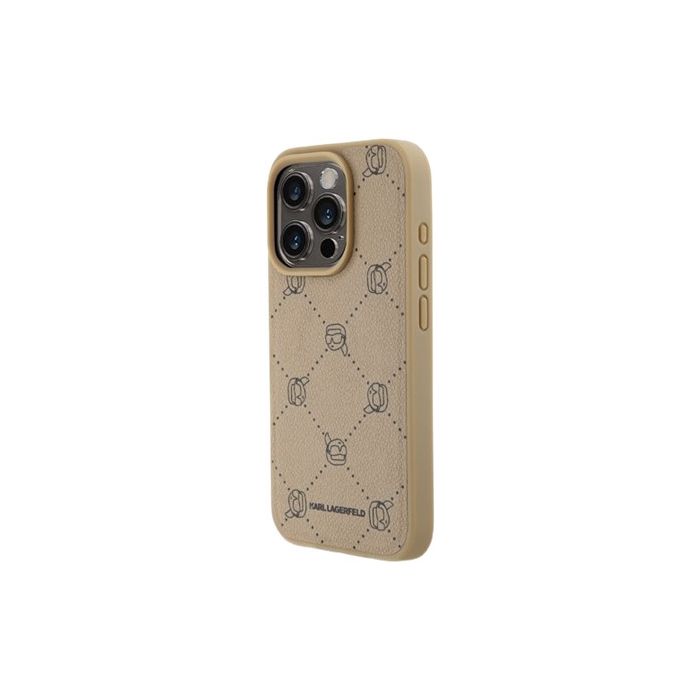 Karl Lagerfeld PU Karl Heads Pattern Magsafe Apple iPhone 15 Pro KLHMP15LPGKHPHE Beige