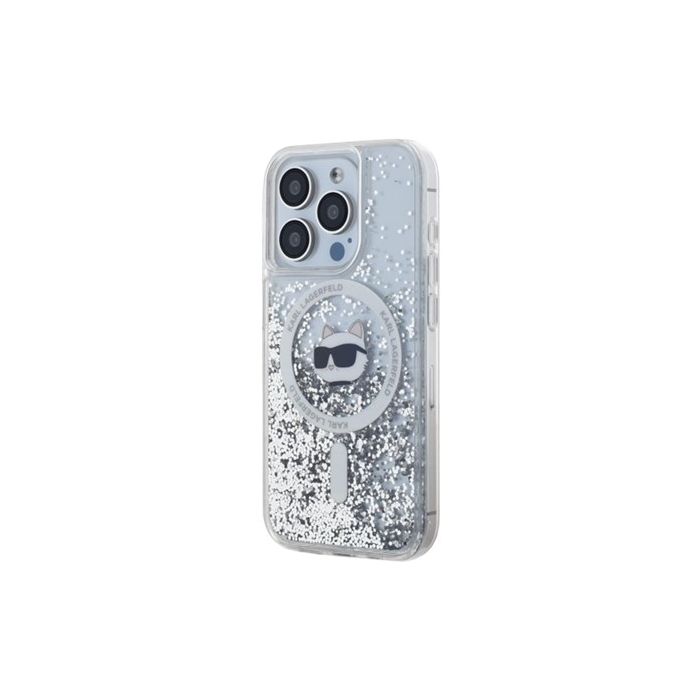 Karl Lagerfeld Liquid Glitter Choupette Head MagSafe Apple iPhone 15 Pro KLHMP15LLGCHSGH Transparent