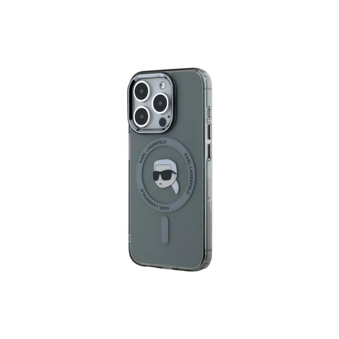 Karl Lagerfeld IML Karl Head Metal Frame MagSafe Apple iPhone 15 Pro KLHMP15LHLSKIK Black