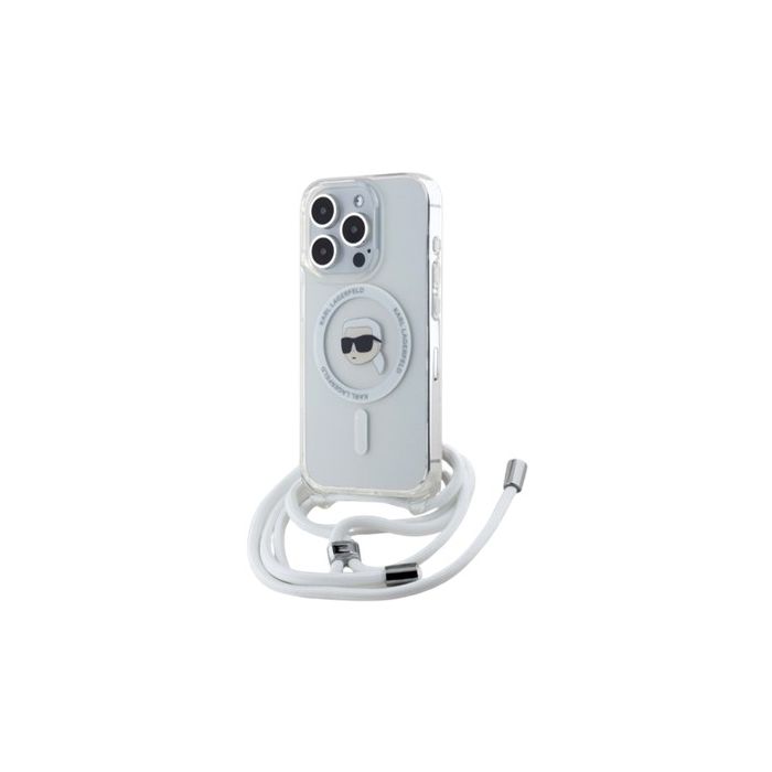 Karl Lagerfeld IML Crossbody Karl Head MagSafe Apple iPhone 15 Pro KLHMP15LHCKHNT Transparent