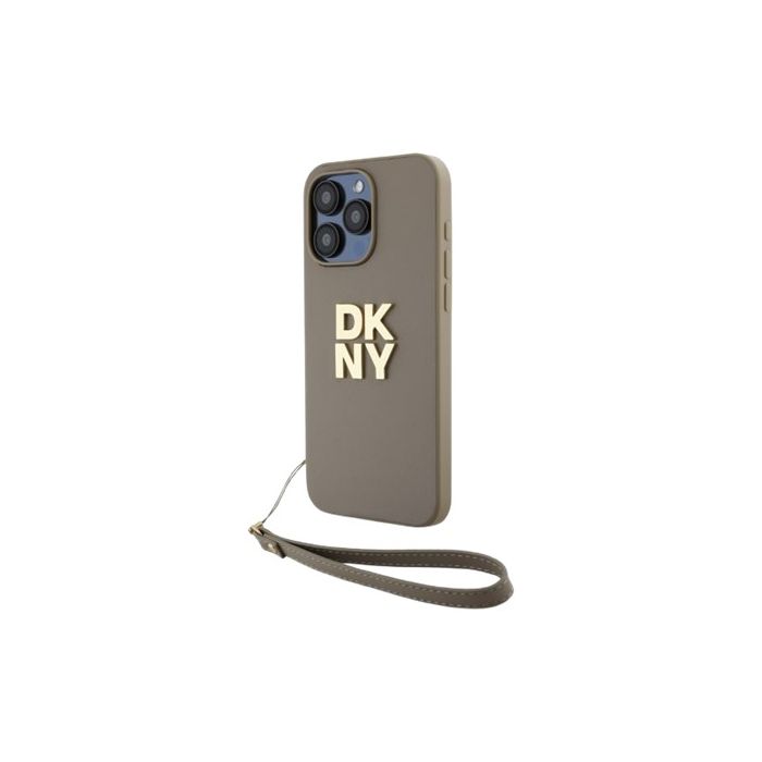 DKNY PU Leather Stack Logo Wrist Strap Apple iPhone 15 Pro DKHCP15LPBSWSE Beige