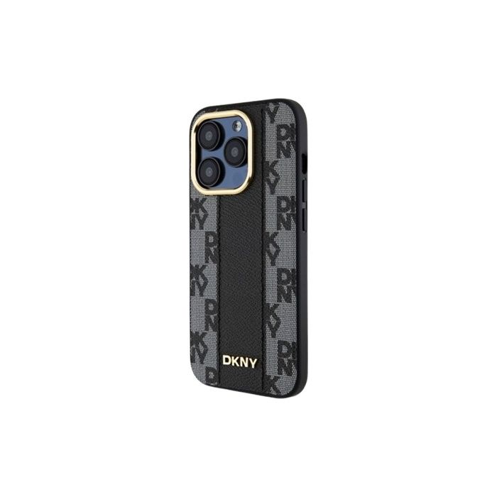 DKNY PU Leather Checkered Pattern Magsafe Apple iPhone 15 Pro Max DKHMP15XPCPVSLK Black