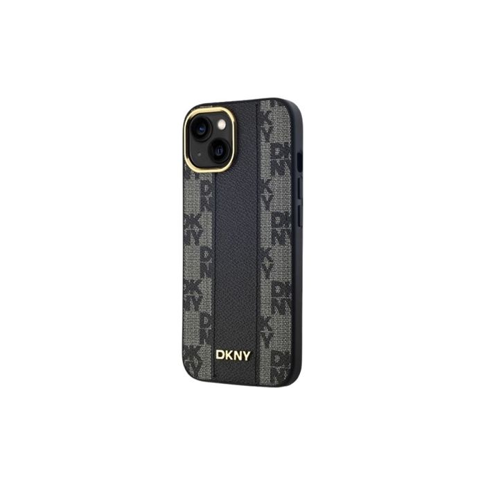 DKNY PU Leather Checkered Pattern Magsafe Apple iPhone 15 DKHMP15SPCPVSLK Black