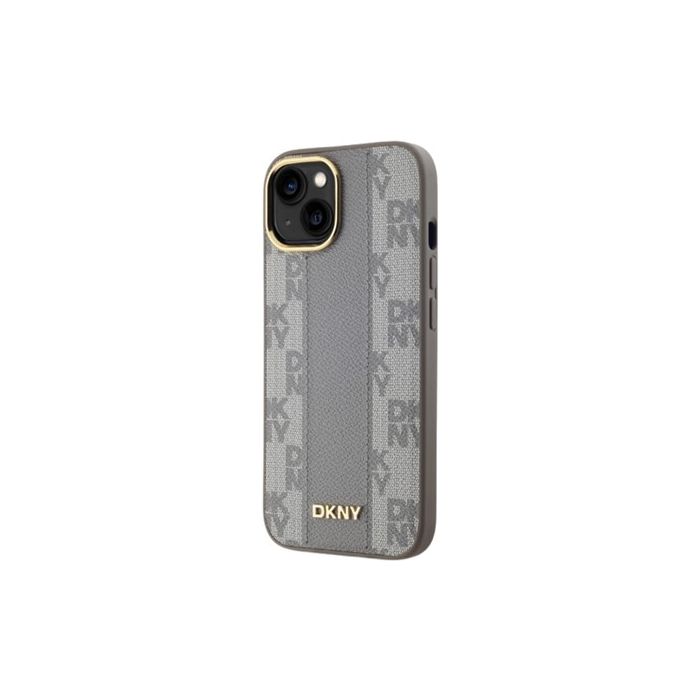 DKNY PU Leather Checkered Pattern Magsafe Apple iPhone 15 DKHMP15SPCPVSLE Beige