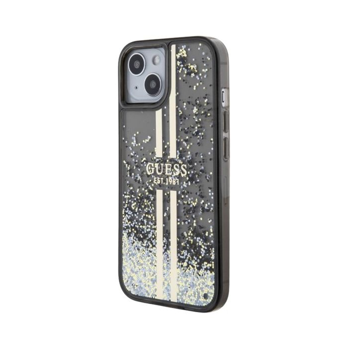Guess PC/TPU Liquid Glitter Gold Stripe Apple iPhone 15 Plus GUHCP15MLFCSEGK Black